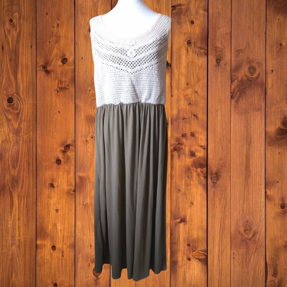 Cal Style Suze XL Sleeveless Crochet Top Dress Maxi Made in USA NWT
